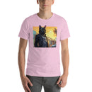 Black Cat In Leather Jacket | Unisex t-shirt