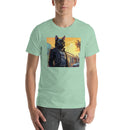 Black Cat In Leather Jacket | Unisex t-shirt