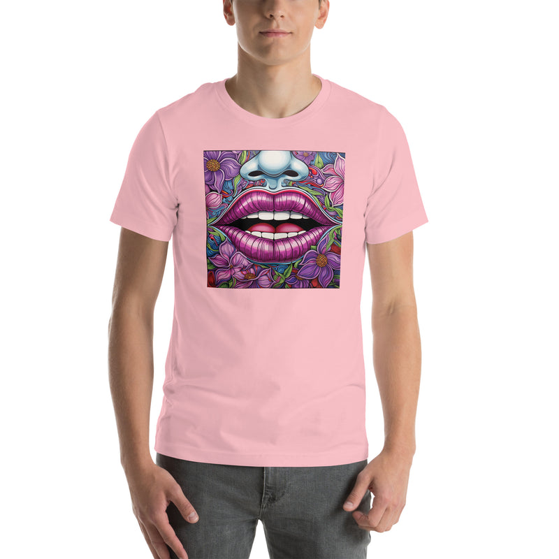 Floral Glossy Pink Lips | Unisex t-shirt