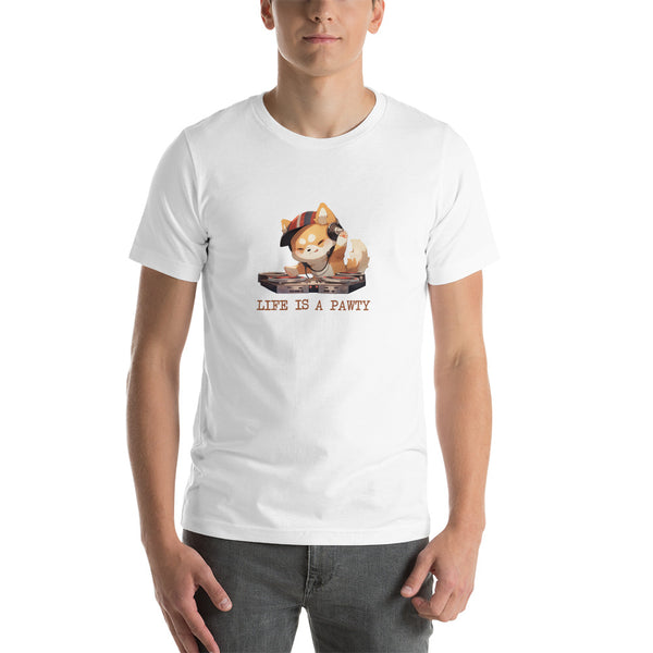 Life Is A Pawty Cute Dj Dog | Unisex t-shirt
