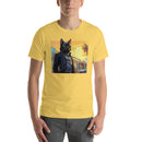 Black Cat In Leather Jacket | Unisex t-shirt