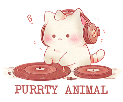 Purrty Animal - Dj Cat | Editable Text - Custom text shirts, totes and bags