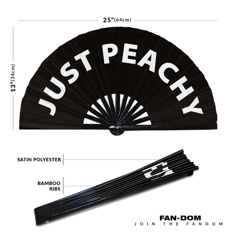 Just Peachy hand fan foldable bamboo circuit rave hand fans Slang Words Fan outfit party gear gifts music festival rave accessories
