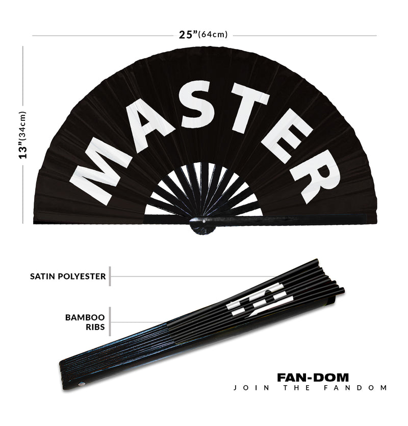 Master Hand Fan Foldable Bamboo Circuit Rave Hand Fans Slang Words Expressions Funny Statement Gag Gifts Festival Accessories