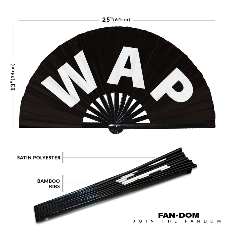 WAP Hand Fan Foldable Bamboo Circuit Rave Hand Fans Curse Words Expressions Funny Statement Gag Gifts Festival Accessories