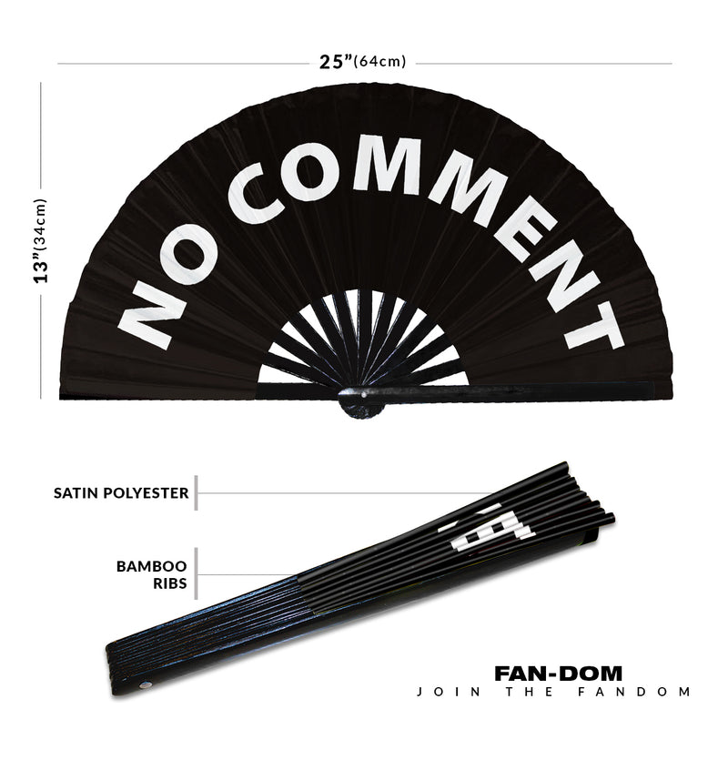 No Comment hand fan foldable bamboo circuit rave hand fans Slang Words Fan outfit party gear gifts music festival rave accessories