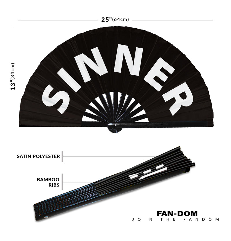 Sinner fan foldable bamboo circuit rave hand fans Slang Words Fan outfit party gear gifts music festival rave accessories
