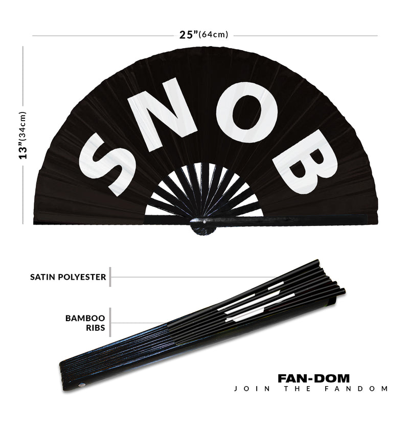Snob hand fan foldable bamboo circuit rave hand fans Slang Words Fan outfit party gear gifts music festival rave accessories