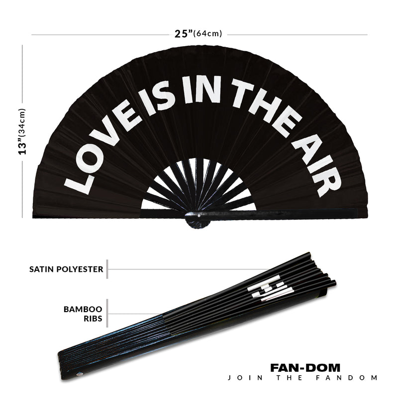 Love is in the Air fan foldable bamboo circuit rave hand fans Slang Words Fan outfit party gear gifts music festival rave accessories