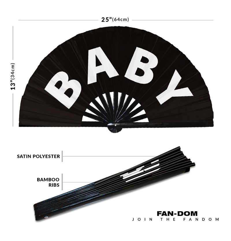Baby fan foldable bamboo circuit rave hand fans Slang Words Fan outfit party gear gifts music festival rave accessories