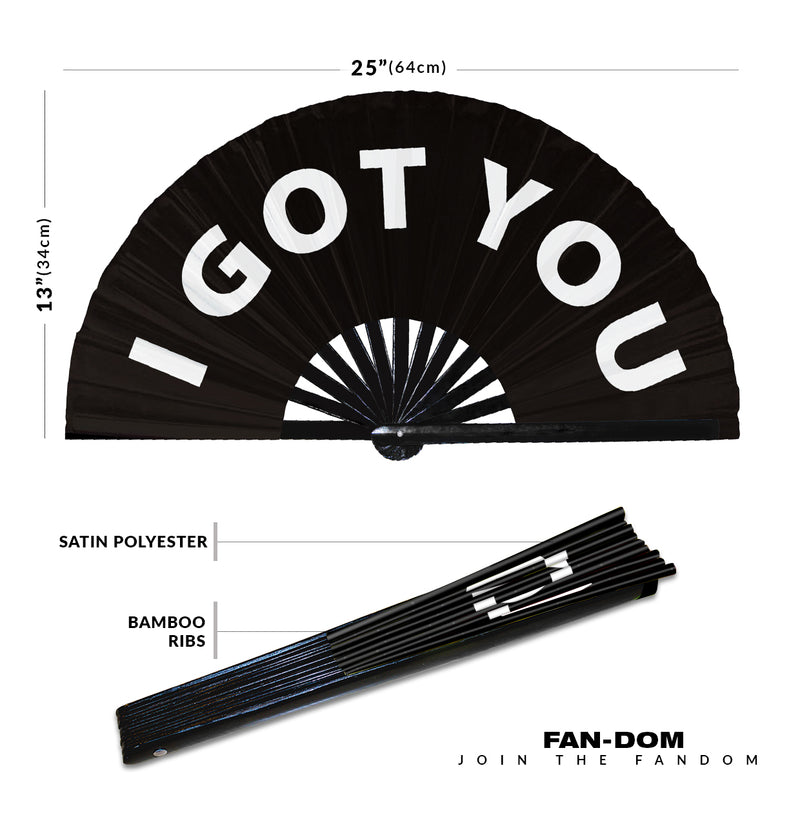 I Got You hand fan foldable bamboo circuit rave hand fans Slang Words Fan outfit party gear gifts music festival rave accessories