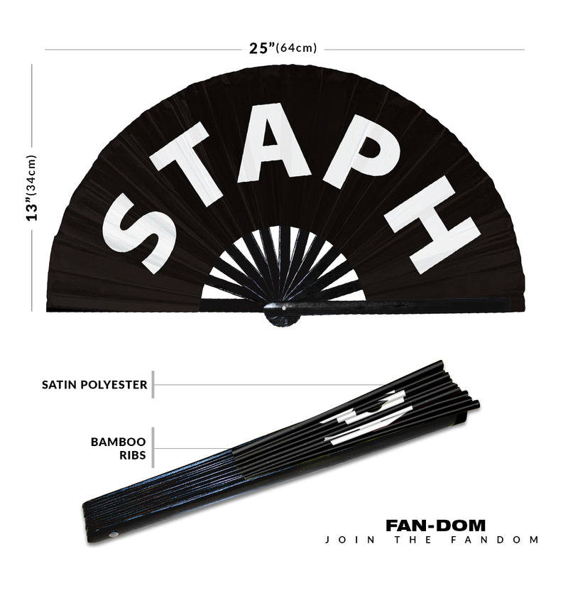 Staph | Hand Fan foldable bamboo gifts Festival accessories Rave handheld event Clack fans