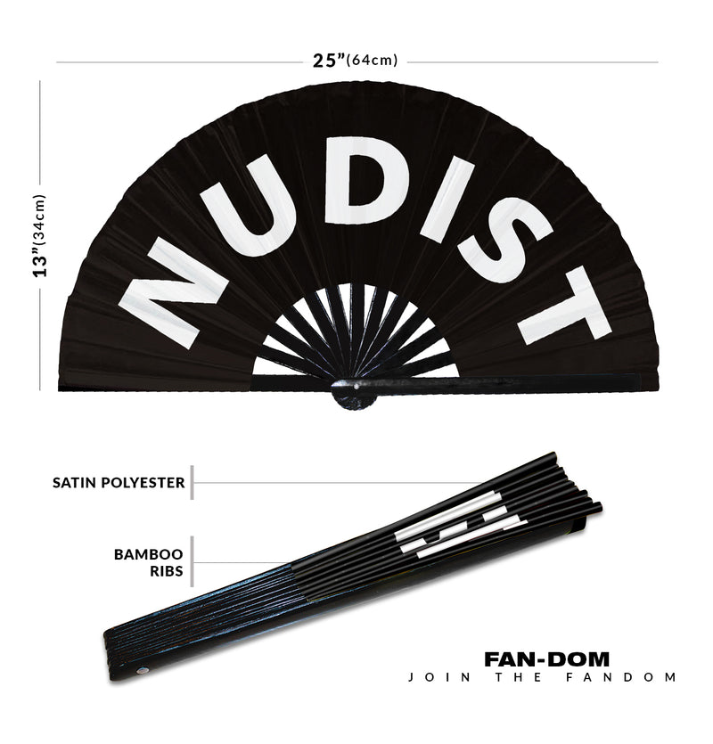 Nudist Hand Fan Foldable Bamboo Circuit Rave Hand Fans Slang Words Expressions Funny Statement Gag Gifts Festival Accessories