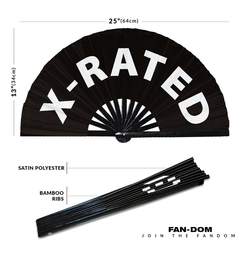 X-Rated Hand Fan Foldable Bamboo Circuit Rave Hand Fans Slang Words Expressions Funny Statement Gag Gifts Festival Accessories