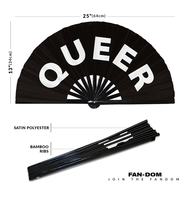 Queer hand fan foldable bamboo circuit rave hand fans Pride Slang Words Fan outfit party gear gifts music festival rave accessories