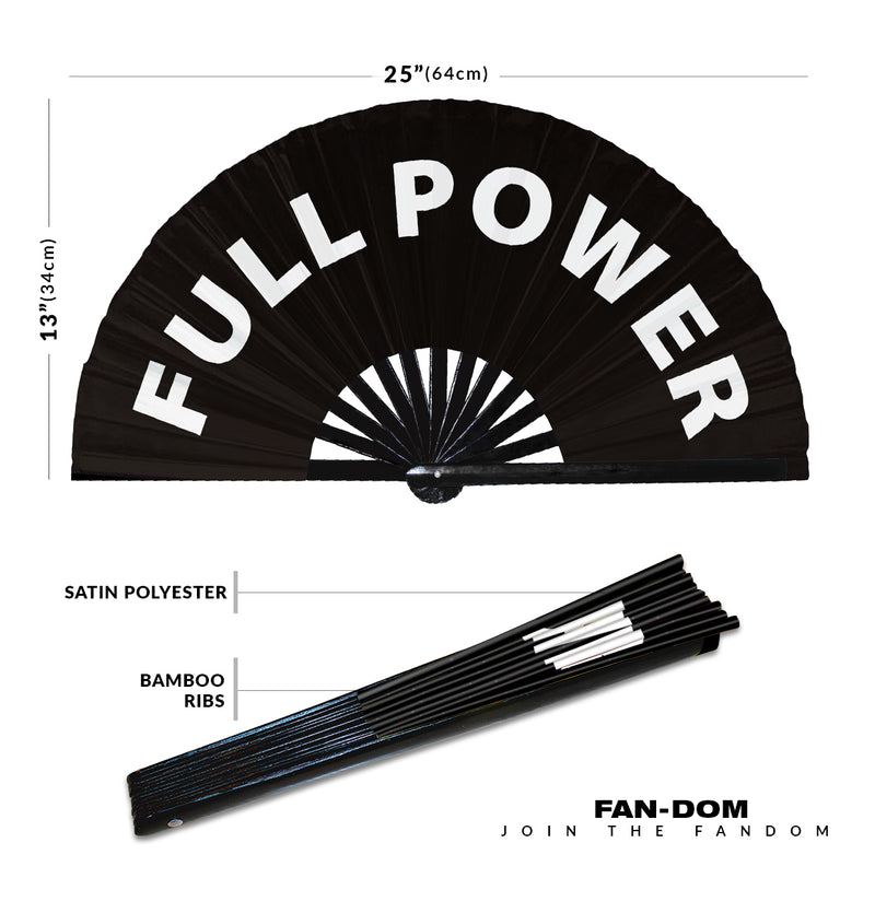 Full Power hand fan foldable bamboo circuit rave hand fans Slang Words Fan outfit party gear gifts music festival rave accessories