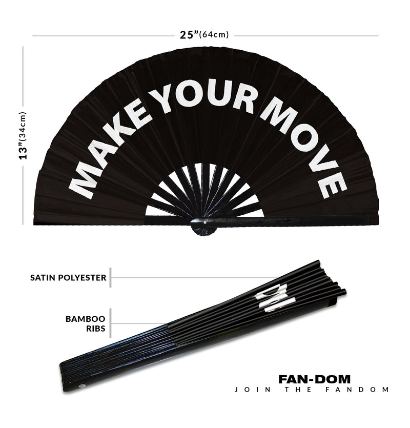 Make Your Move hand fan foldable bamboo circuit rave hand fans Slang Words Fan outfit party gear gifts music festival rave accessories