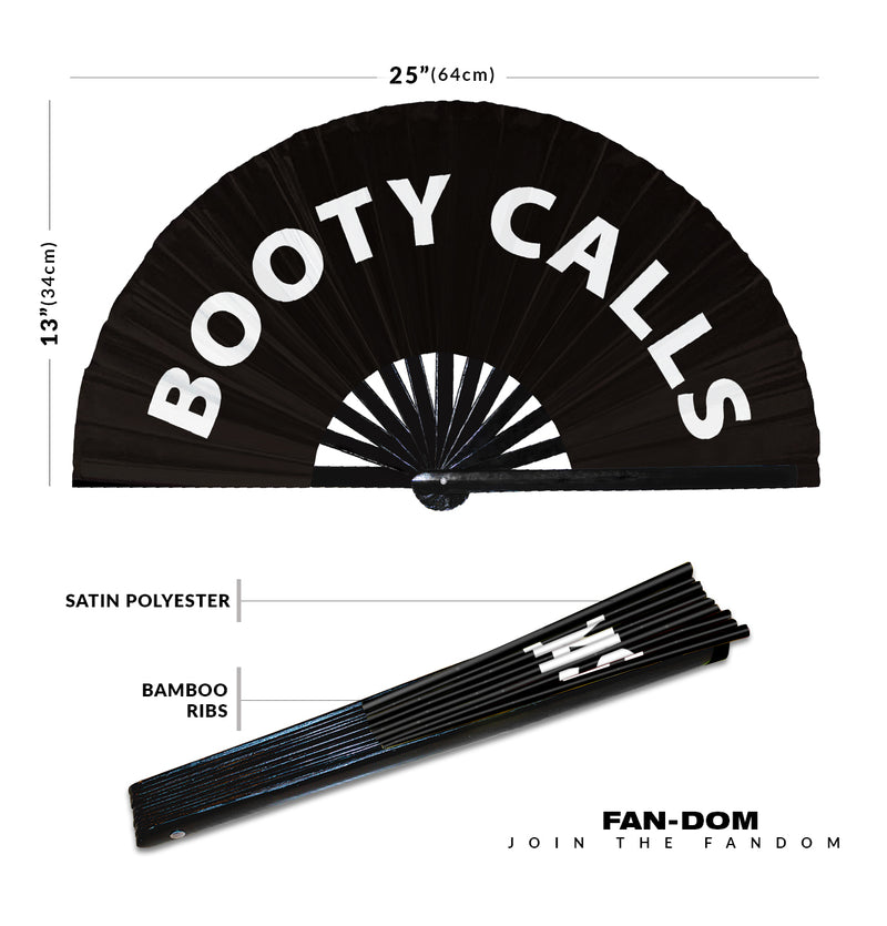 Booty Calls Hand Fan Foldable Bamboo Circuit Rave Hand Fans Slang Words Expressions Funny Statement Gag Gifts Festival Accessories