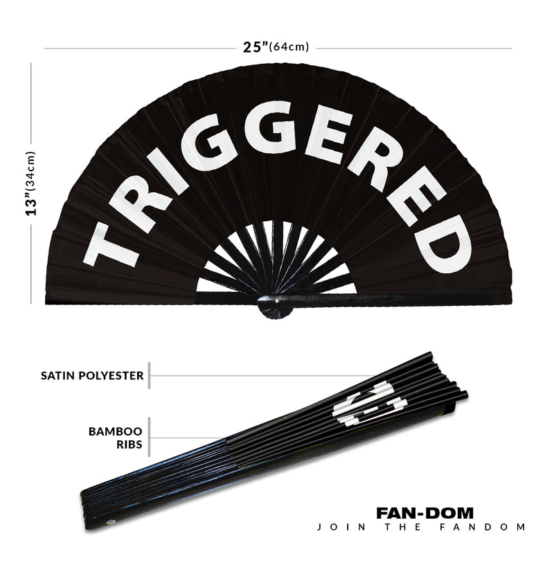 Triggered | Hand Fan foldable bamboo gifts Festival accessories Rave handheld event Clack fans