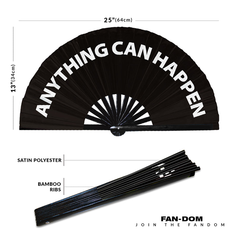 Hand fan Anything Can Happen  foldable bamboo circuit rave hand fans Slang Words Fan outfit party gear gifts music festival rave accessories
