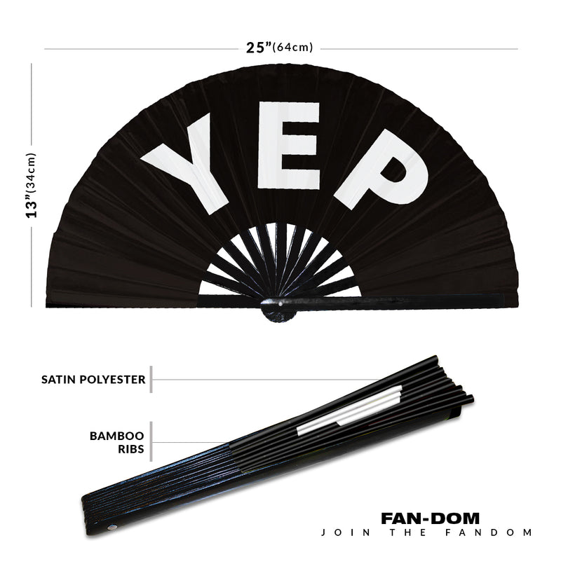Yep hand fan foldable bamboo circuit rave hand fans Slang Words Fan outfit party gear gifts music festival rave accessories