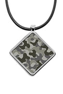 Military Camouflage Diamond Pendant Necklace