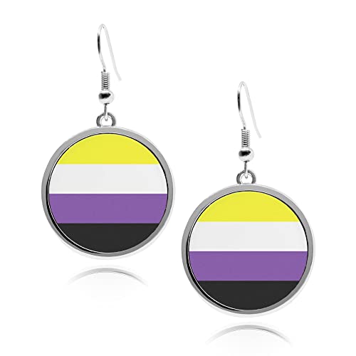 Circle silver earrings UV glow Pride Flag earrings Transgender Bisexual Lesbian Polysexual Asexual Pansexual Philly Intersex Qpoc Genderqueer Progress Pride Nonbinary Bear Straight Ally Round Women's Earring