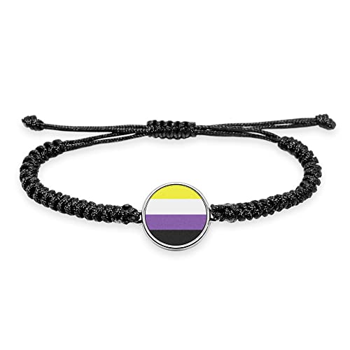 Pride Flag Pendant String Bracelet UV glow Braided Rope LGBT Transgender Bisexual Lesbian Asexual Pansexual Genderqueer Progress Nonbinary Bear Straight Ally