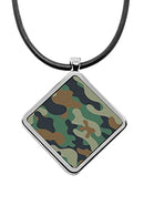 Military Camouflage Diamond Pendant Necklace