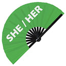 She/her Pronouns Bamboo Hand Fan