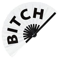 Bitch Hand Fan UV Glow Funny Curse Word Handheld Bamboo Clack Fans Funny Expression Words Expression Gifts Accessories