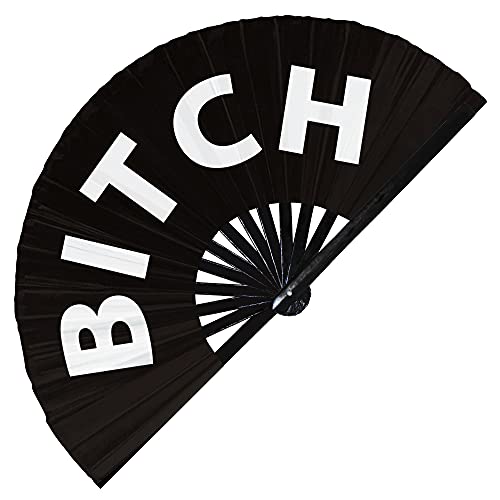 bitch Hand Fan UV Glow Handheld Bamboo Fans funny curse words expressions Foldable Hand Fan Clack fans Rave fans