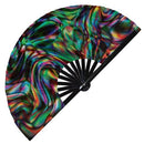 Psychedelic Iridescent Trippy Bamboo Hand Fan