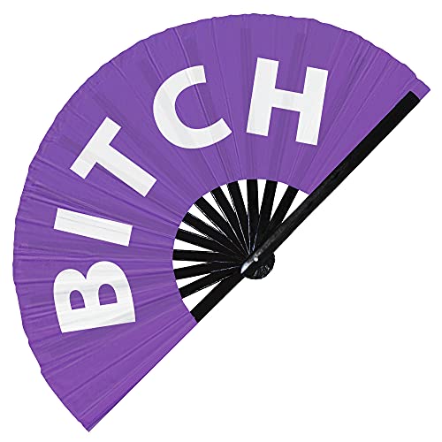 Bitch Hand Fan UV Glow Funny Curse Word Handheld Bamboo Clack Fans Funny Expression Words Expression Gifts Accessories