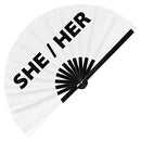 She/her Pronouns Bamboo Hand Fan
