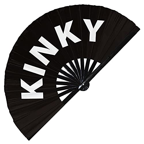 Kinky hand fan foldable bamboo circuit kink rave hand fans outfit party gear gifts toys music festival rave accessories essential for men and women wear