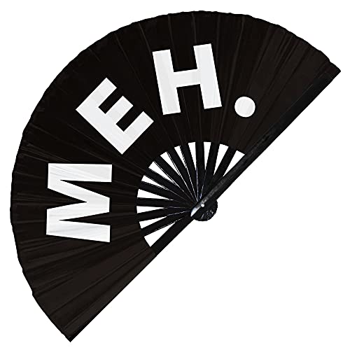 meh hand fan foldable bamboo circuit hand meh. fan slang words expressions statement gifts Festival accessories Rave handheld fan Clack fans