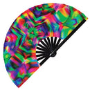 Psychedelic Iridescent Trippy Bamboo Hand Fan