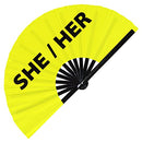 She/her Pronouns Bamboo Hand Fan