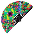 Psychedelic Iridescent Trippy Acid Hand Fan Rave Accessories Holographic Rainbow Fan Gears Party Event Fans Optical Hand Fan