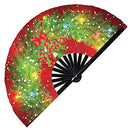 Christmas Mistletoe Bamboo Hand Fan