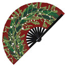 Christmas Mistletoe Bamboo Hand Fan