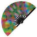 Psychedelic Iridescent Trippy Bamboo Hand Fan
