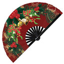Christmas Mistletoe Bamboo Hand Fan