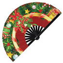 Christmas Mistletoe Bamboo Hand Fan