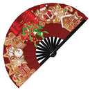 Christmas Mistletoe Bamboo Hand Fan