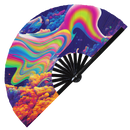 Acid Trippy Bamboo Hand Fan