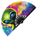 Alien Psychedelic Bamboo Hand Fan