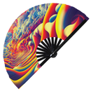 Acid Trippy Bamboo Hand Fan