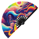 Acid Trippy Bamboo Hand Fan